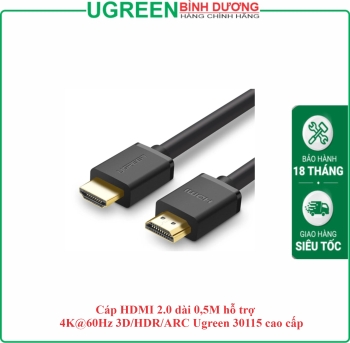 Cáp HDMI 2.0 dài 0,5M hỗ trợ 4K@60Hz 3D/HDR/ARC Ugreen 30115 cao cấp